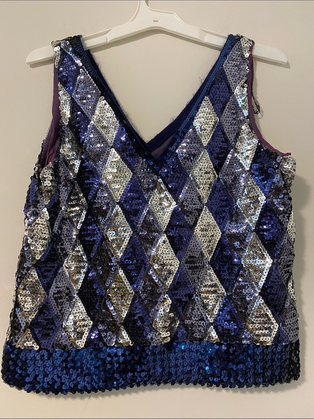 Vintage 80s Jo-Ed Sophisticates Sequin Diamond Tank Top M Union Made